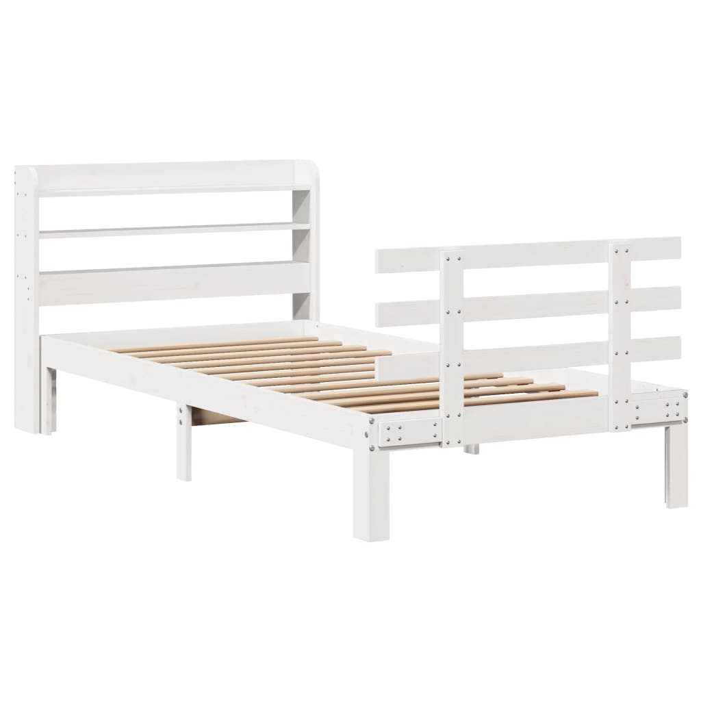 Bed Frame with Headboard without Mattress White 90x190 cm Single